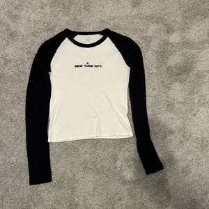 Black and White Long Sleeve Raglan Top